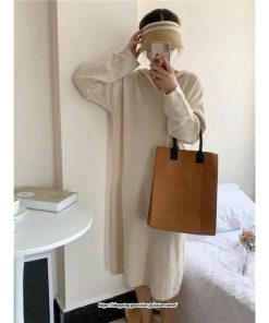 マキシ | ワンピース 秋 秋服 ニット レディース タートルネック 長袖 ニットワンピース ケーブル編み ゆったりタートル