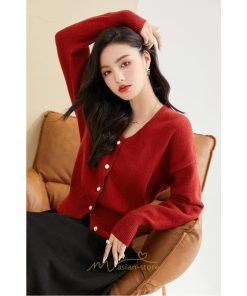 ニット・セーター | カーディガン レディース 春夏 パーカー 秋 長袖 トップス 赤 無地 50代 40代 30代 20代 おしゃれ キレイめ オシャレ 部屋着 あったか お出かけ ニット 着痩せ