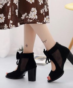 サンダル ミュール | サンダル レディース ブーツサンダル シューズ 痛くない チャンキーヒール 太ヒール ブーツ 靴 ミドルヒール 後ろファスナー くつ 大きいサイズ 女性用靴