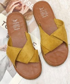 サンダル | ぺたんこレディース フラット クロスストラップコンフォート ビーチスエ−ド調 スリッパ