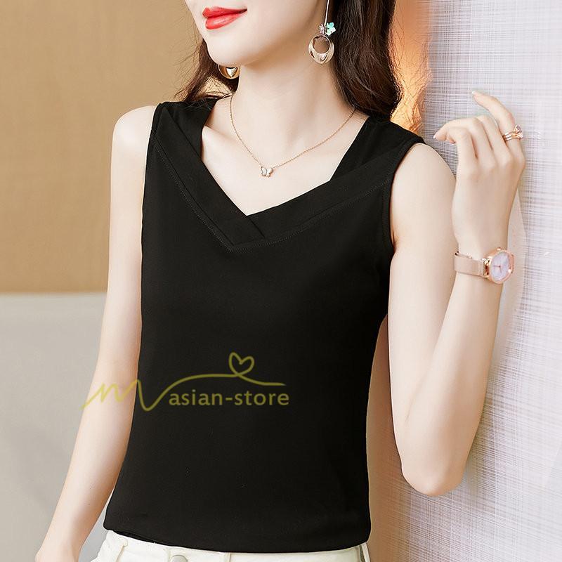 キャミソール タンクトップ | トップス タンクトップ レディース ノースリーブ Vネック Vネックタンク コットン 20代30代40代50代 ママ 母 快適 お出かけ カシュクール インナー カジュアル