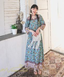マキシ | ワンピース レディース 総柄 きれいめ ロングワンピース 可愛い カジュアル 春 夏 秋 40代 7分袖 上品 きれいめ 民族風 旅行着 おしゃれ プルオーバー