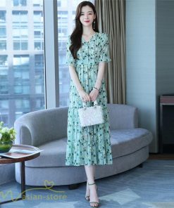 ミディアム | ワンピース レディース 着痩せ ロング丈 ロングワンピース カジュアル 花柄 Vネック 大きいサイズ ひざ下丈 サマーワンピース 40代 夏服 お出かけ 30代 20代