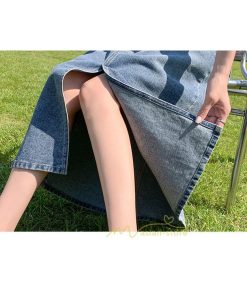 スカート | フロントスリット入れデニム秋物 レディース ロング丈 ハイウエスト タイトAライン美ライン 通学通勤 フェミニン 大人 おしゃれ