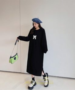 マキシ | スウェットワンピース ロングトレーナー ロングワンピース スウェット 裾スリット ゆったり 体型カバー 大きいサイズ 大人 秋冬 かわいい 20代30代 50代