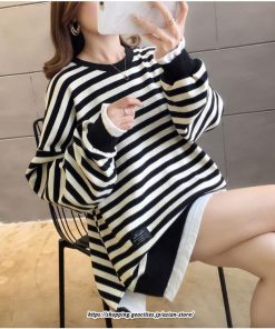 パーカー | 重ね着風トレーナー レディース 長袖 トップス カジュアル スウェット ボーダー柄 ゆったり トレーナー トップス 切り替え 可愛い きれいめ レイヤード風