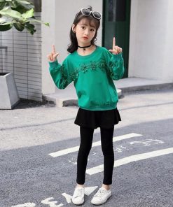 (子供)その他 | 花柄 スカート付き おしゃれ 長ズボン 女の子 カジュアル 秋冬 新品 レギンス キッズ 可愛い 長袖 セットアップ Tシャツ