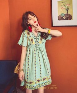 ミニ丈 | ワンピース ミニワンピース 膝上 レディース 夏 綿麻 きれいめ カジュアル 膝丈 Aライン おしゃれ 大人 可愛い セクシー Vネック 緑 赤 半袖 白 新作 上品