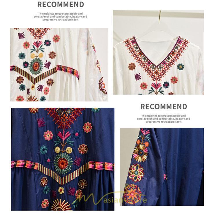 マキシ | ワンピ ワンピース ロング丈 七分袖 レディース 大人 おしゃれ きれいめ お出かけ 大人可愛い 白 青 赤 春夏秋 旅行 20代30代40代 民族風 オレンジ 海