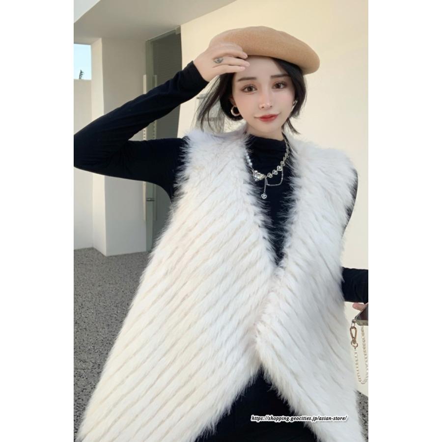 ベスト | ボリュームフェイクファーファー毛皮レディース 冬 フェイクファー 毛皮コート アウター ノースリーブ ふわふわ 前開き 秋冬 ジレ
