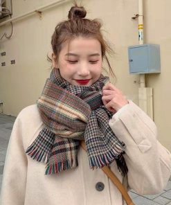 マフラー | チェック柄大判ストール 両面マフラー秋冬