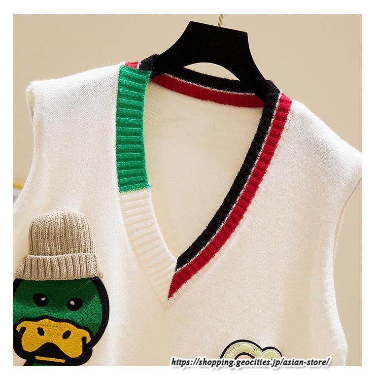 ベスト | ニットレディース トップス Vネック タンクトップ ノースリーブ 袖なし インナー ニット レイヤード風 20代30代 重ね着風 女ニット セーター