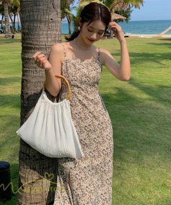 マキシ | サマーワンピース レディース 夏 ノースリーブ ワンピース 新作 きれいめ 着痩せ 可愛い 韓国風 旅行 花柄 裾口スリット 大人 30代 サマー 20代 お出かけ 40代