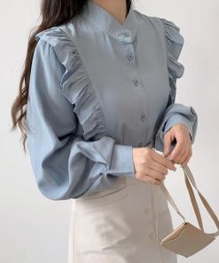 シャツ・ブラウス | ブラウス レディース きれいめ 40代 春秋 上品 無地 ブラウス 長袖 ゆったり オシャレ 韓国風 通勤 大人 着痩せ 50代 バルーンスリーブ 30代 韓国ファッション