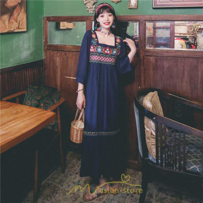 マキシ | 長袖ワンピース レディース 夏秋 コットン 10代 20代 30代 40代 50代 マキシワンピース ロングワンピース おしゃれ 着痩せ 大人可愛い 綺麗 かわいい