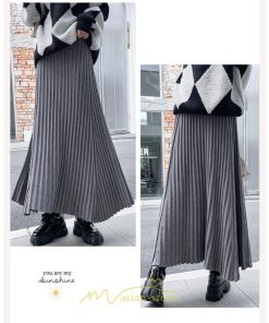 スカート | レディース プリーツ秋 冬 ロング マキシ 落ち感 ウエストゴム ハイウエスト ニット 秋冬コーデ あったか きれいめ おしゃれ カジュアル