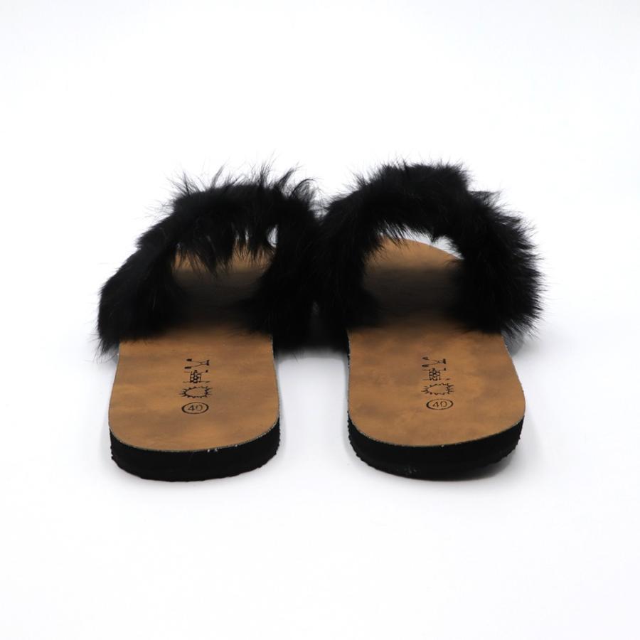 サンダル | ファーレディースミュール ぺたんこ スリッパ 韓国