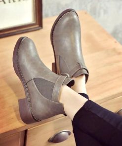 ショートブーツ | ブーツ ブーティー レザーブーティー チャンキーヒール ポインテッドトゥ シューズ 靴 スリップオン レディース 太ヒール オフィス 大人 25cm 無地 サイドゴア