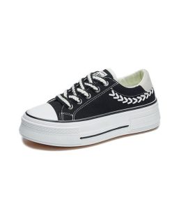 スニーカー | レディースシューズ レースアップ ローカット 厚底靴 履きやすい キャンバス カジュアルシューズ フラットシューズ