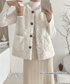 ベスト | ファーレディース 秋冬 ショート丈 アウター ジレ 羽織り 前開き ボタン カーディガン 袖なし コーデ 送料無料 フェイクファー ノーカラー