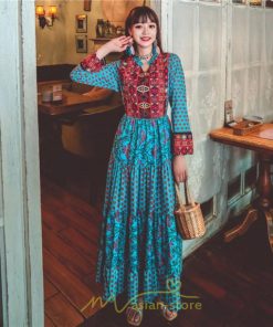 マキシ | ワンピース ロング 着やせ効果抜群 夏秋 長袖 他と被らない 刺繍 上品 きれいめ ロングワンピース マキシワンピ 舞台 演出 パーティー ダンス