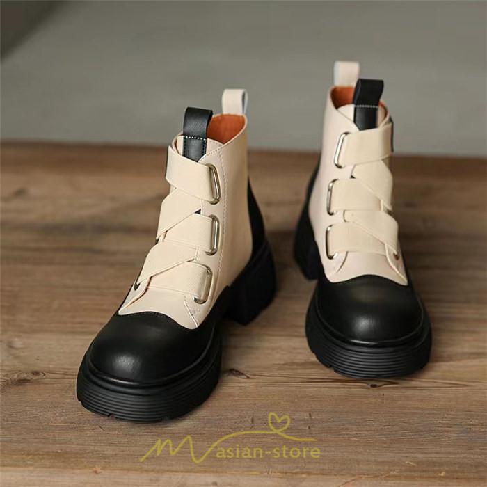 ショートブーツ | レディース 歩きやすい ワークブーツ 楽チン 痛くない ラウンドトゥ 美脚 厚底 カジュアル 通勤 通学 旅行 50代 30代 お出かけ 40代 20代