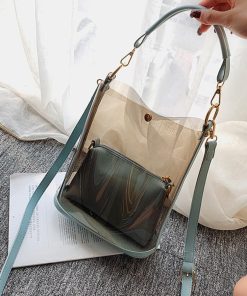 ショルダーバッグ | トートバッグ 斜めがけバッグ 2点セット ポーチ付き レディース クリアバッグ おしゃれ ビニールバッグ 大容量