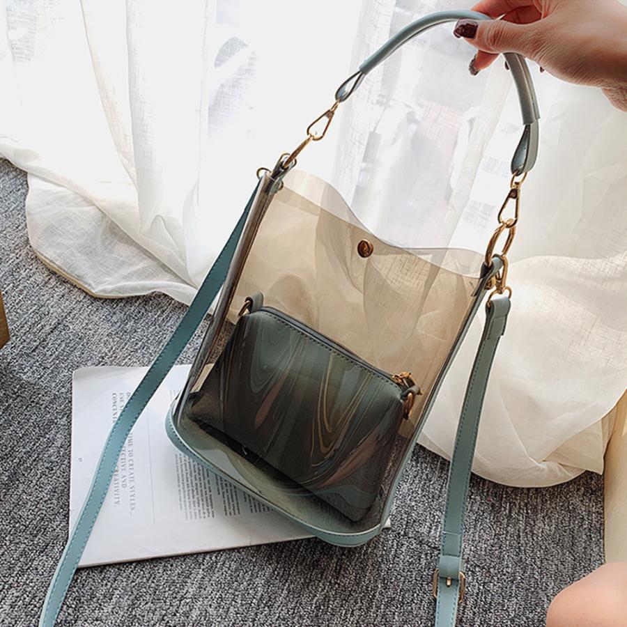 ショルダーバッグ | トートバッグ 斜めがけバッグ 2点セット ポーチ付き レディース クリアバッグ おしゃれ ビニールバッグ 大容量