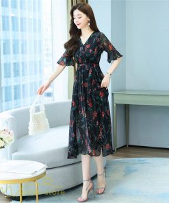 ミディアム | ワンピース レディース ひざ下丈 カジュアル おしゃれ 夏新作 上品 ミディアムワンピース 花柄 大きいサイズ 上品 エレガント 気質 30代 お出かけ 40代 20代