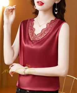 キャミソール タンクトップ | レディース トップス タンクトップ ノースリーブ 無地 『襟元レースデザインタンク』 Ｖネック Ｖネックタンク 20代30代40代50代 快適 アウター 着痩せ インナー