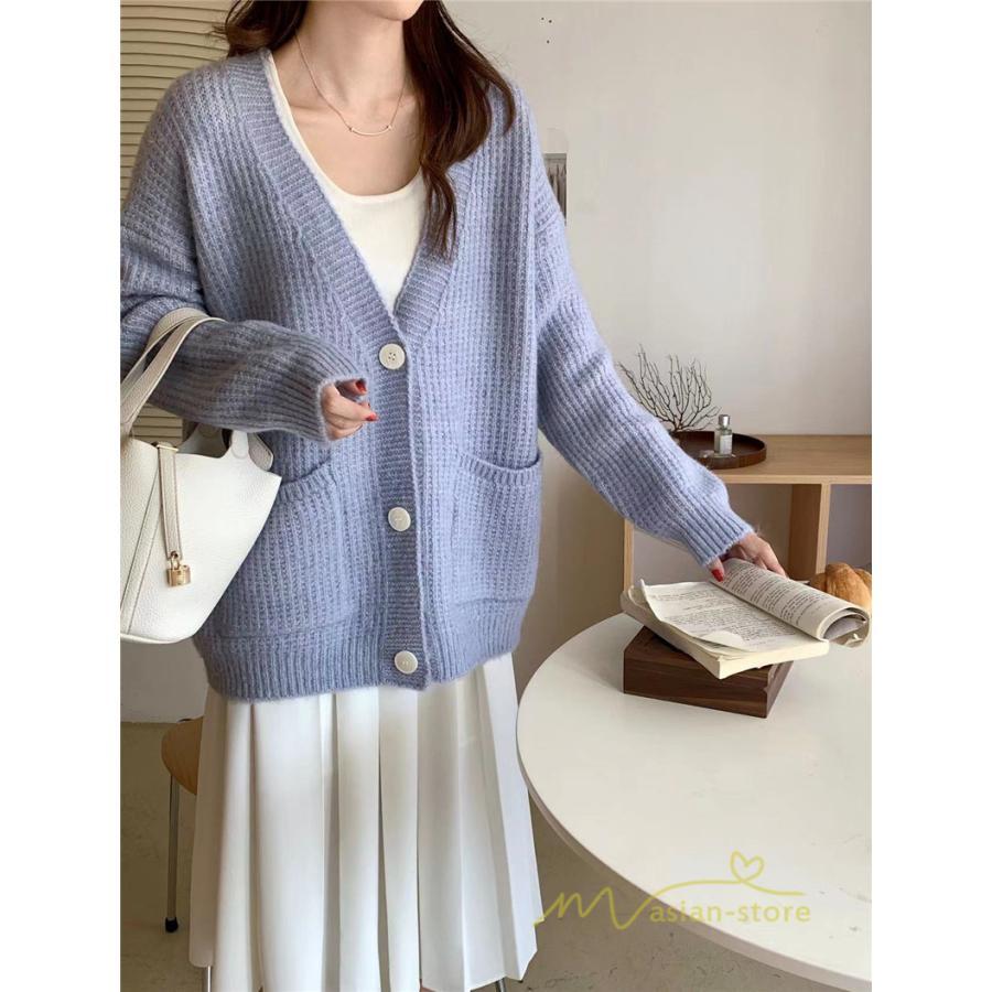 カーディガン | ニットフロントボタン レディース 2way 羽織り 秋冬 アウター ニットアウター セーター 長袖 トップス 通学通勤 20代30代 ゆったり ポケット