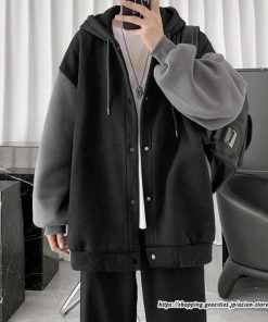 パーカー ジャケット コート | パーカー メンズ カーディガン 長袖 アウター トップス ジャケット 羽織り ボタン ドッキング ポケット フード付き パーカ ボリューム袖 ゆったり 秋物 秋冬