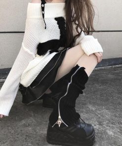 その他小物 | ニットレッグウォーマー ジップつき韓国風