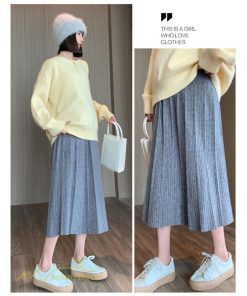 スカート | マタニティレディース ニット 秋冬 2022新作 産前産後 きれいめ 無地 ゆったり 妊婦服 マタニティウェア ハイウエスト ウエスト調整 Aライン