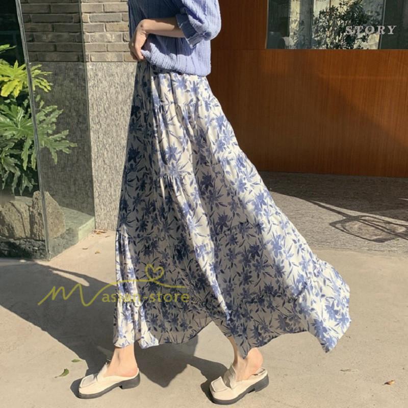 スカート | レディース シフォン フレア マキシ ロングウエストゴム マキシゆったり 普通着 お出かけ お呼ばれ カジュアル 通勤通学 リゾート