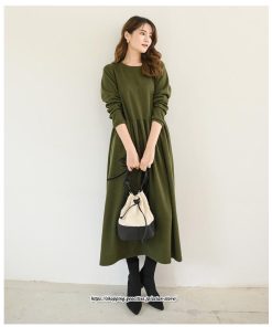 マキシ | ワンピース レディース ウエスト切替 スウェット素材 ロングワンピース タック入 L XL XXL シンプル カジュアル キレイめ 40代 通勤 オシャレ 50代 30代 20代