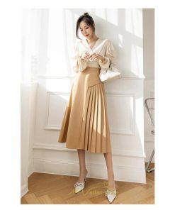 スカート | ロング 秋 秋服 レディース ボトムス ロングフレア プリーツ裏地付き キレイめ 着痩せ フェミニン お出かけ 可愛い オシャレ