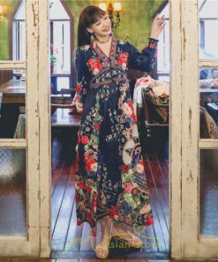 マキシ | マキシワンピース レディース ロング丈 大人 ワンピ 花柄 夏秋 Vネック カジュアル 着やせ きれいめ 撮影 人気 二次会 パーティー 通気 ゆったり 夏秋服