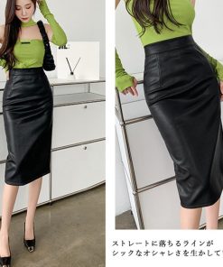 ひざ丈スカート | レザースカートタイトスカートミディ丈OL