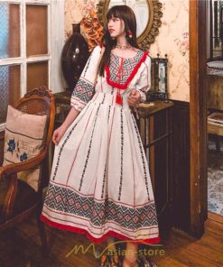 マキシ | ワンピース 夏 レディース リゾート きれいめ 夏ワンピ ファッション エスニック 幾何学柄 ウエストゴム レトロ サマーワンピース ロング 海外旅行 上品 夏服