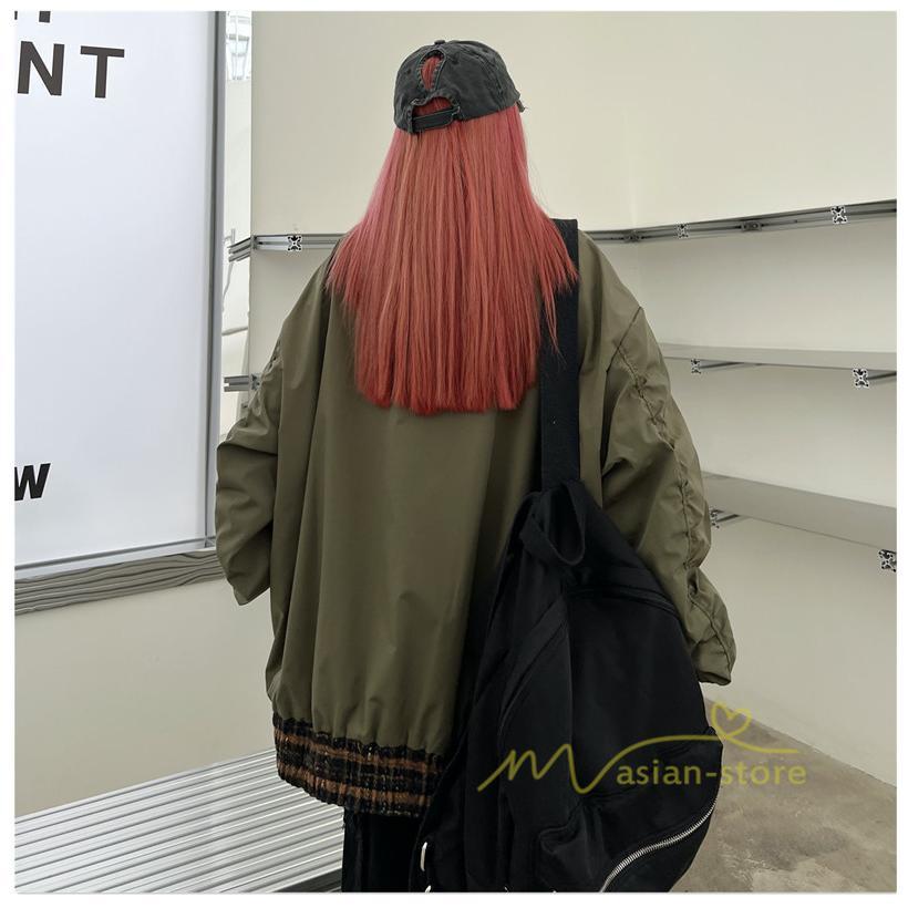 コート・ジャケット | ブルゾン レディース 秋 アウター ジャケット ジャンパー 上着 羽織り Oversize スタジャン メンズ 男女兼用 大きいサイズ 切り替え スタンドカラー