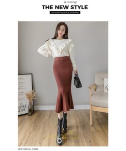 スカート | レディース ロング丈 マーメイド可愛い シンプル ニット 秋冬コーデ ボトムス きれい フレアカジュアル 女子会 新作 デート 抜け感