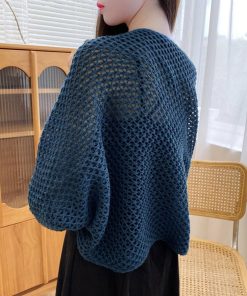 透かし編みトップス | ニットカーディガン レディース ショール