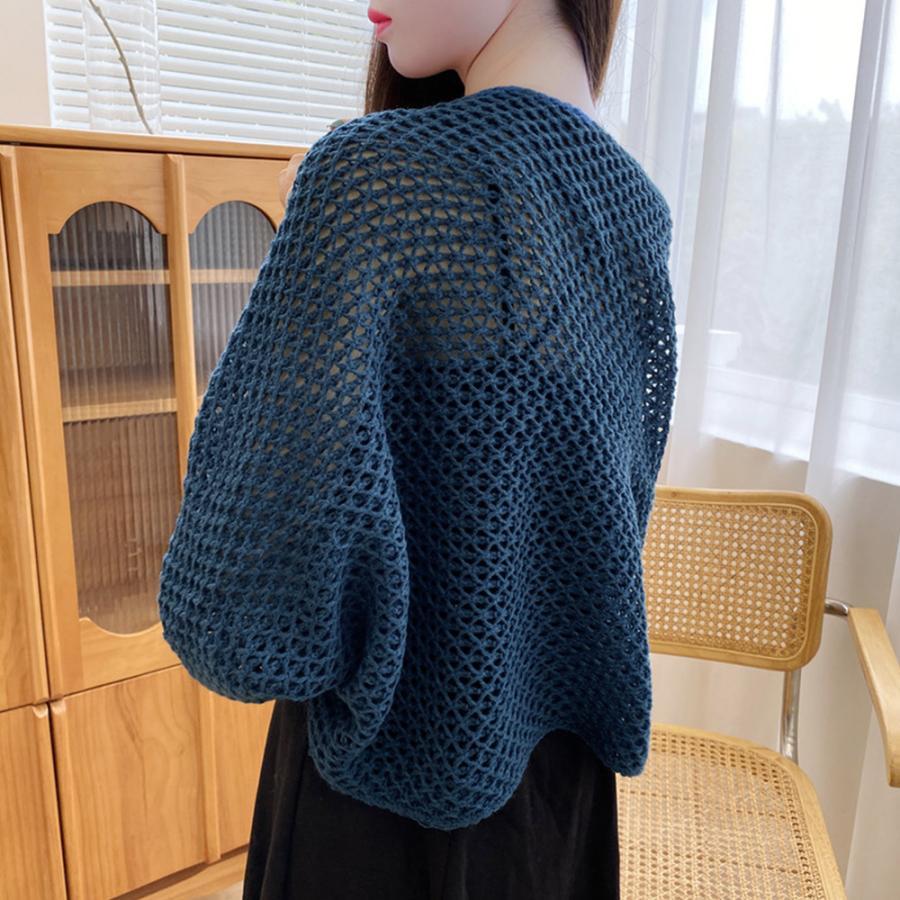 透かし編みトップス | ニットカーディガン レディース ショール