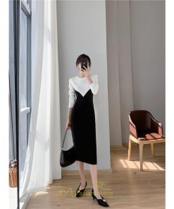 ニットワンピース | ワンピース 秋 秋服 レディース ニット ロングワンピース ロング 長袖 冬 冬服 タイト 切り替え 着痩せ お出かけ 韓国風 20代30代40代50代 通勤 2022新作