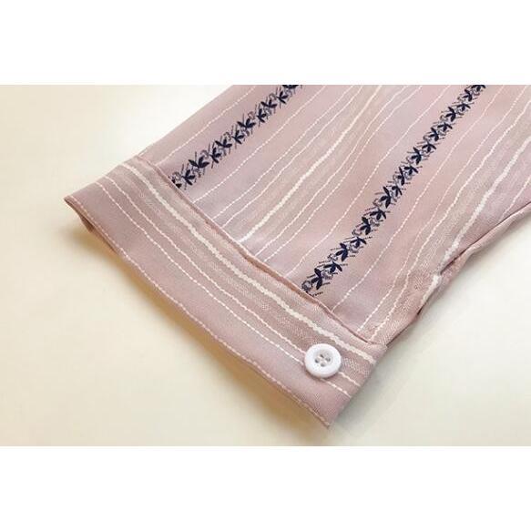 シャツ・ブラウス | 七分袖ブラウス レディースシャツ ストライプ プルオーバー 可愛い スリム ピンク 夏服 女の子 ストリート カジュアル 通勤 ブラウス かわいい 通学