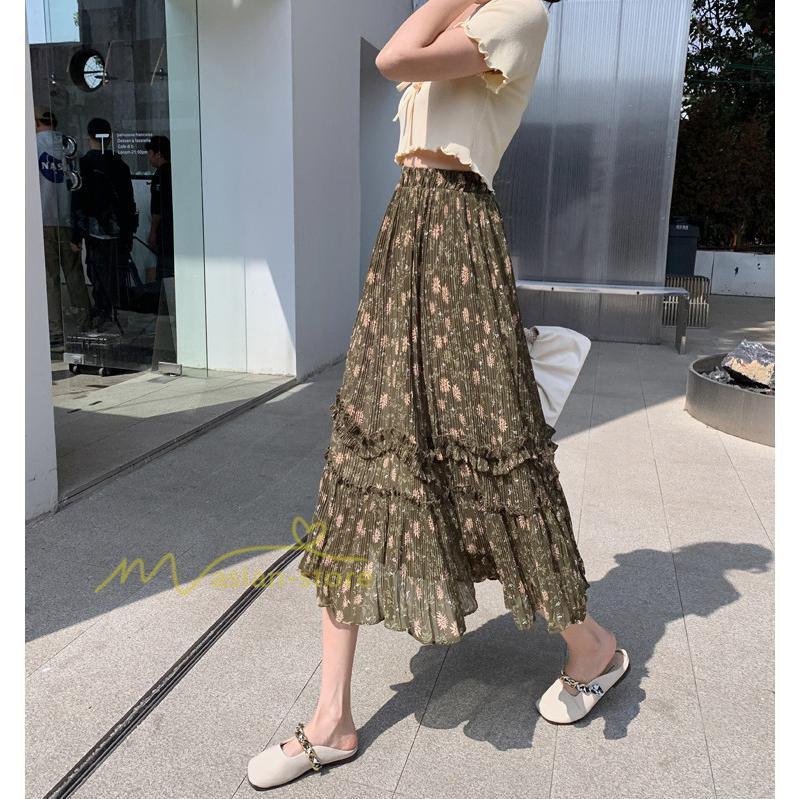 スカート | ロング 秋 花柄 柔らか ボトムス レディース ロングマキシ丈 シンプル 無地 カジュアル 着痩せ コーデ 春 30代 秋20代 40代 50代 夏物 夏