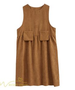 ノースリーブ | ワンピース 秋 冬 レディース 無地 可愛い 新作 丸首 コーデュロイ ひざ丈 ミディアムワンピース ゆったり シンプル ゆるワンピース プルオーバー