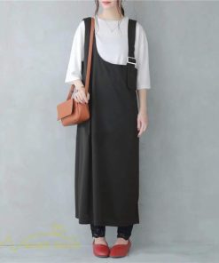 ノースリーブ | ノースリーブワンピース レディース 韓国風 無地 ワンピース ロングワンピース フリーサイズ カーキ ブラック 夏 お出かけ キャミワンピース 40代 30代 20代