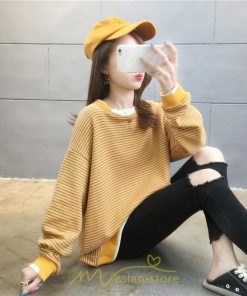 パーカー | 重ね着風トレーナー レディース 長袖 トップス カジュアル スウェット 丸首 プルオーバー ゆったり 抜け感 シンプル 大人 無地 ボーダー柄